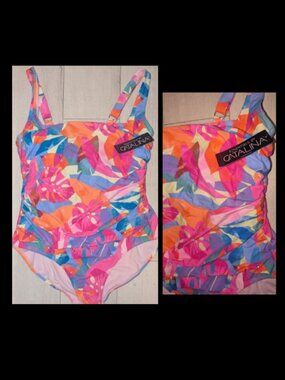NWT Womens Catalina 1pc Square Neck Floral Swimsuit Size 3X - 24W 26W